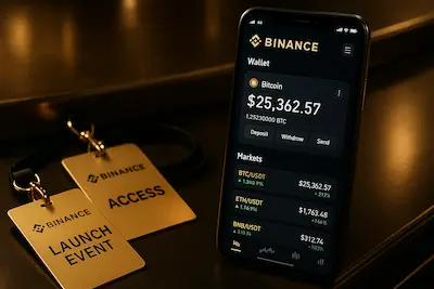 Interfaz de Binance Wallet mostrando el lanzamiento exclusivo de AIBOT con Alpha Points